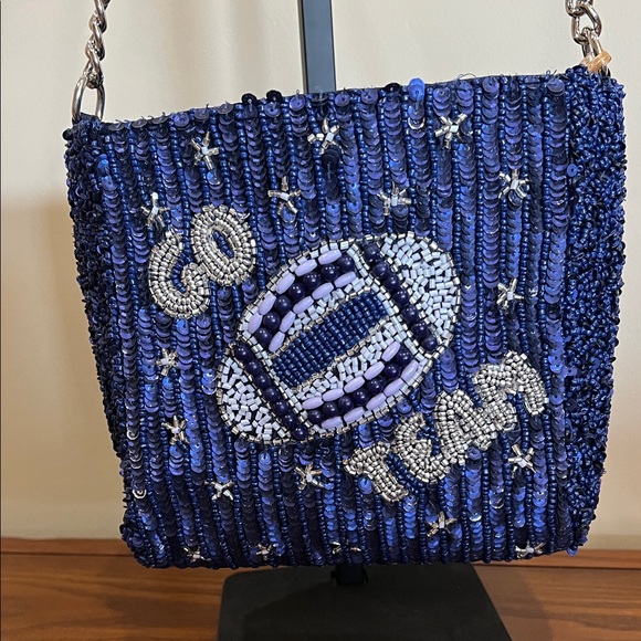 From India To You | Navy Beaded “Go Team” Shoulder Bag - Picture 1 of 13